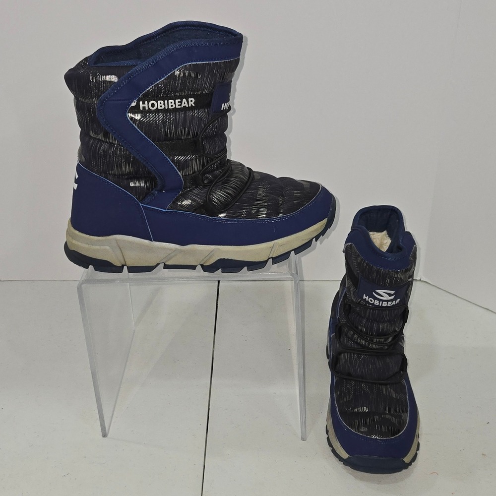 Hobibear AW3771 Navy Blue Gray Padded Faux Fur Lined Winter Snow Boots